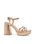 Sandalia Plataforma Oro Rosado Tiras Cruzadas 8323L